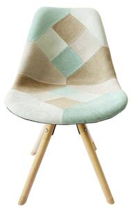 Jedálenská stolička Gloria - mentolový patchwork / hnedá