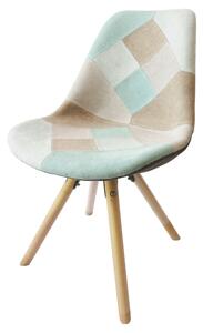 Jedálenská stolička Gloria - mentolový patchwork / hnedá