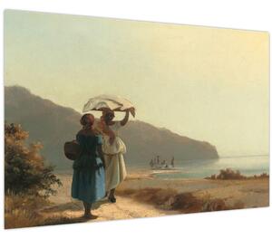 Obraz - Camille Pissarro, Two Women Chatting by the Sea, St. Thomas, reprodukcia (90x60 cm)