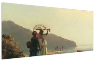 Obraz - Camille Pissarro, Two Women Chatting by the Sea, St. Thomas, reprodukcia (120x50 cm)