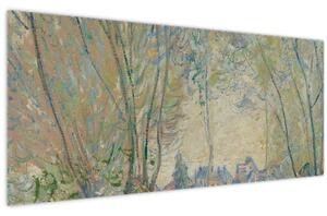 Obraz - Claude Monet, Woman Seated under the Willows, reprodukcia (120x50 cm)