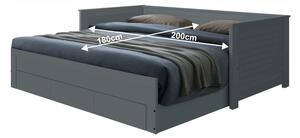 Jednolôžková posteľ s prístelkou Goreta - sivá