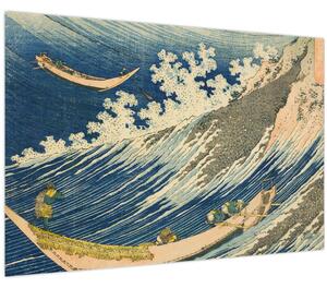 Obraz - Katsushika Hokusai, Fishing Boats at Choshi in Shimosa (Soshu Choshi) , reprodukcia (90x60 cm)