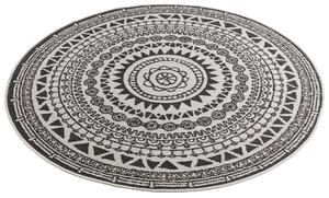 NORTHRUGS - Hanse Home koberce Kusový koberec Twin Supreme 103856 Black / Cream – na von aj na doma - 140x140 (priemer) kruh cm