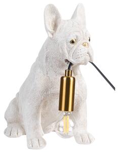 Stolná lampa biela umelá živica zvierací motív nočná lampa na čítanie v tvare šteniatka buldoga obývacia izba spálňa glamour štýl