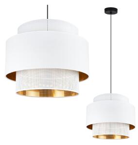 Závesné svietidlo Asti, 1x PVC/biele textilné tienidlo, (fi 35cm), g/c, b