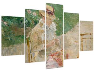 Obraz - Berthe Morisot, Young Woman Knitting, reprodukcia (150x105 cm)