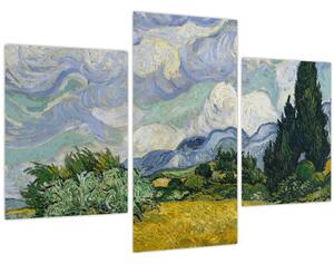 Obraz - Vincent van Gogh, Wheat Field with Cypresses, reprodukcia (90x60 cm)
