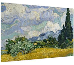 Obraz - Vincent van Gogh, Wheat Field with Cypresses, reprodukcia (90x60 cm)