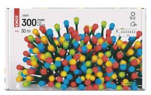 Emos D5AM04 vianočná reťaz Cherry 30m 300 LED | 6W | IP44 - multicolor časovač, zelená