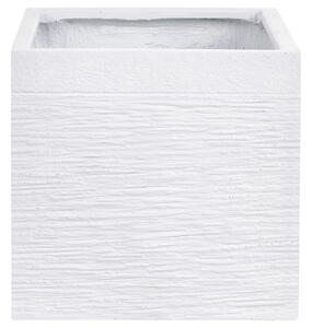 Kvetináč biely zmes hliny a vlákien 30 x 30 x 28 cm štvorcový tvar odolný voči UV žiareniu moderný štýl interiér exteriér záhrada