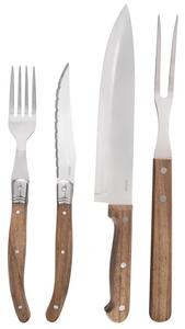 Steak set nôž + vidlička + vidlica nerez / drevo