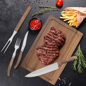 Steak set nôž + vidlička + vidlica nerez / drevo