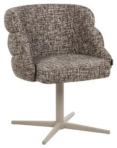 Otočná jedálenská stolička sivobéžová látkové čalúnenie zaoblené sedadlo mid-century modern štýl kuchyňa jedáleň