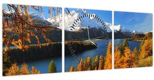 Obraz - Jeseň v Alpách (s hodinami) (90x30 cm)