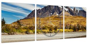 Obraz - Národný park Torres del Paine (s hodinami) (90x30 cm)