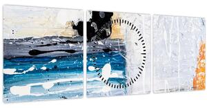 Obraz - Abstraktné ťahy (s hodinami) (90x30 cm)