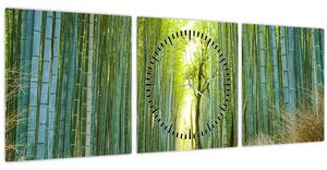 Obraz - Ulička s bambusmi (s hodinami) (90x30 cm)