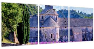 Obraz - Levanduľové pole (s hodinami) (90x30 cm)