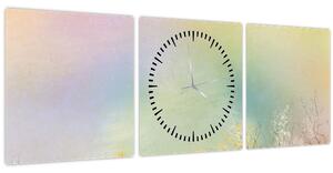 Obraz - Maľovaná lúka 2 (s hodinami) (90x30 cm)