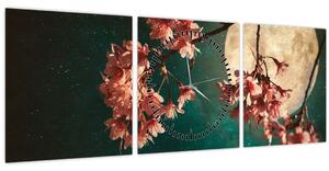 Obraz - Sakura v splne (s hodinami) (90x30 cm)