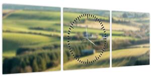 Obraz - Výhľad na krajinu (s hodinami) (90x30 cm)