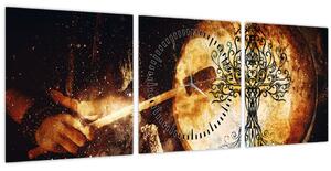 Obraz - Tajomný strom života (s hodinami) (90x30 cm)