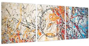Obraz - Mozaiková abstrakcia (s hodinami) (90x30 cm)