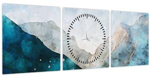 Obraz - Kresba hôr (s hodinami) (90x30 cm)