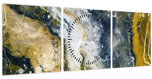 Obraz - Zlatá abstrakcia (s hodinami) (90x30 cm)
