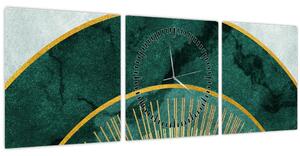 Obraz - Tvary so zlatou textúrou (s hodinami) (90x30 cm)