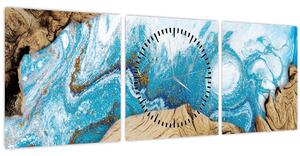 Obraz - Drevo (s hodinami) (90x30 cm)