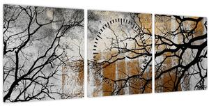 Obraz - Siluety stromov (s hodinami) (90x30 cm)
