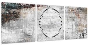 Obraz - Abstraktné textúrované plátno (s hodinami) (90x30 cm)