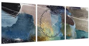 Obraz - Akvarelová abstrakcia (s hodinami) (90x30 cm)