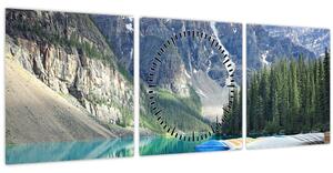 Obraz - Moraine Lake (s hodinami) (90x30 cm)