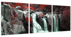 Obraz - Vodopády (s hodinami) (90x30 cm)