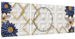 Obraz - Diamantové kvety (s hodinami) (90x30 cm)