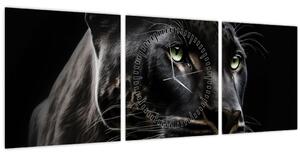 Obraz - Čierny panter (s hodinami) (90x30 cm)