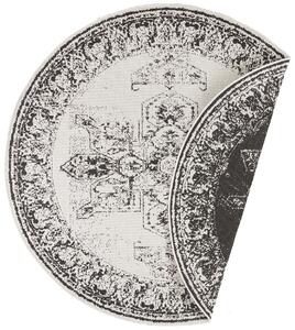NORTHRUGS - Hanse Home koberce Kusový koberec Twin Supreme 104137 Black / Cream kruh – na von aj na doma - 140x140 (priemer) kruh cm