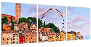 Obraz - Rovinj, Chorvátsko (s hodinami) (90x30 cm)