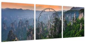 Obraz - Národný lesný park Zhangjiajie (s hodinami) (90x30 cm)