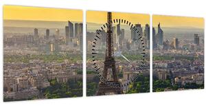 Obraz - Panoráma Paríža (s hodinami) (90x30 cm)