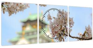 Obraz - Sakura (s hodinami) (90x30 cm)