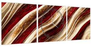 Obraz - Zlato - biela textúra (s hodinami) (90x30 cm)