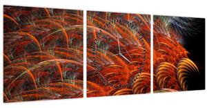 Obraz - Abstraktná imitácia peria (s hodinami) (90x30 cm)