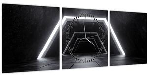 Obraz - Futuristický tunel (s hodinami) (90x30 cm)