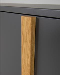 Antracitovosivá komoda s nohami z dubového dreva Tenzo Birka, 216 x 78 cm