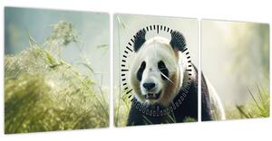 Obraz - Panda (s hodinami) (90x30 cm)