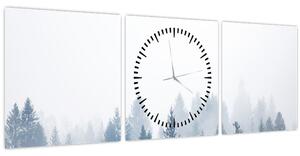 Obraz - Zahmlený les (s hodinami) (90x30 cm)